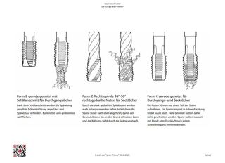 Von der Firma Baer zu verfügung gestellter Inhalt. Gezeigt wird der Spanabtrag von verschiedenen Gewindeschneidern.