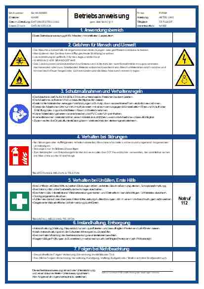 Betriebsanweisung Beispiel